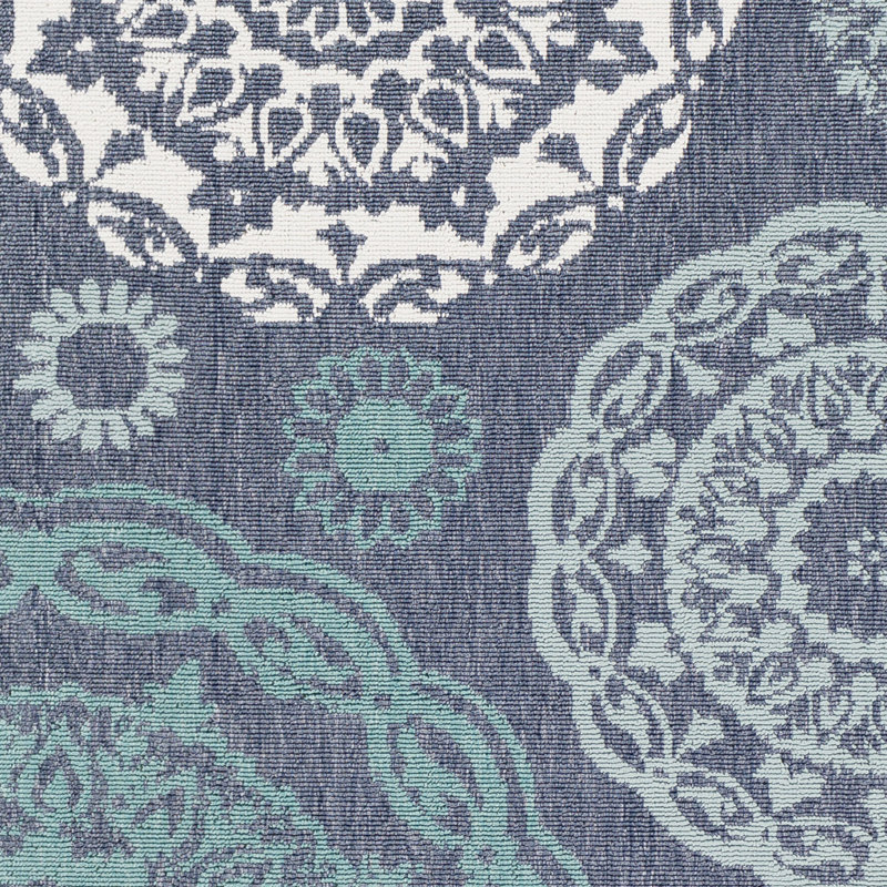 Merriwood Power Loom Rug, Round 8'9", Teal/Charcoal/Aqua