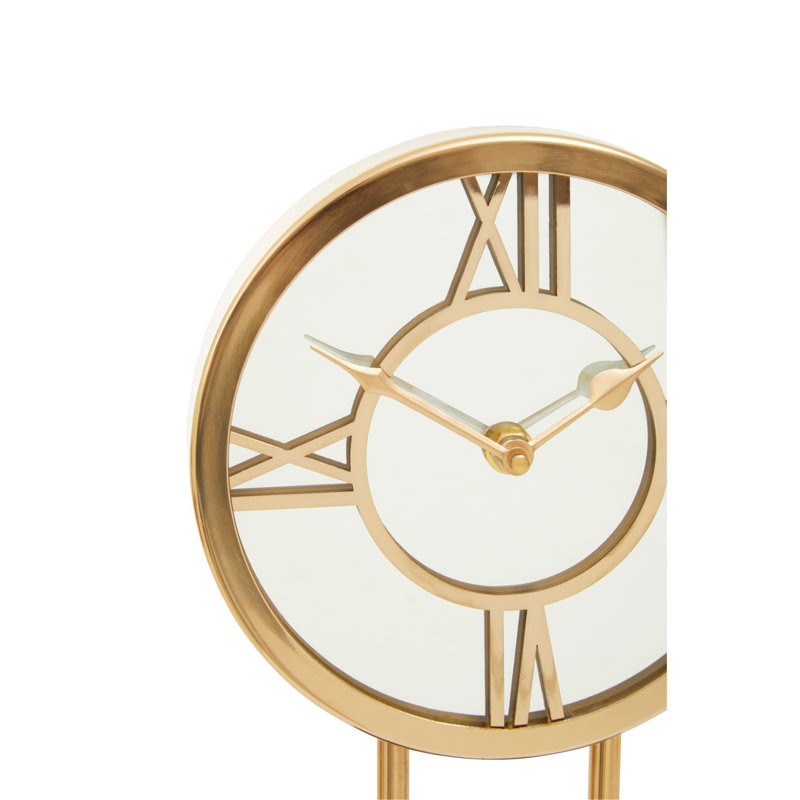 Mateo Roman Numeral Metal Mechanical Tabletop Clock, Gold
