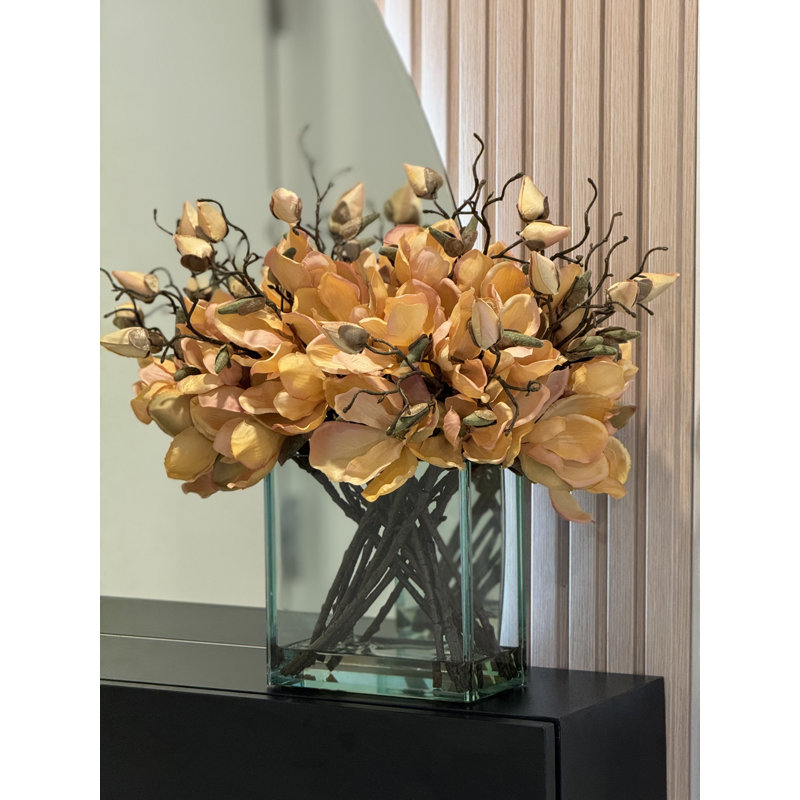 Magnolia Arrangement in Vase, Orange