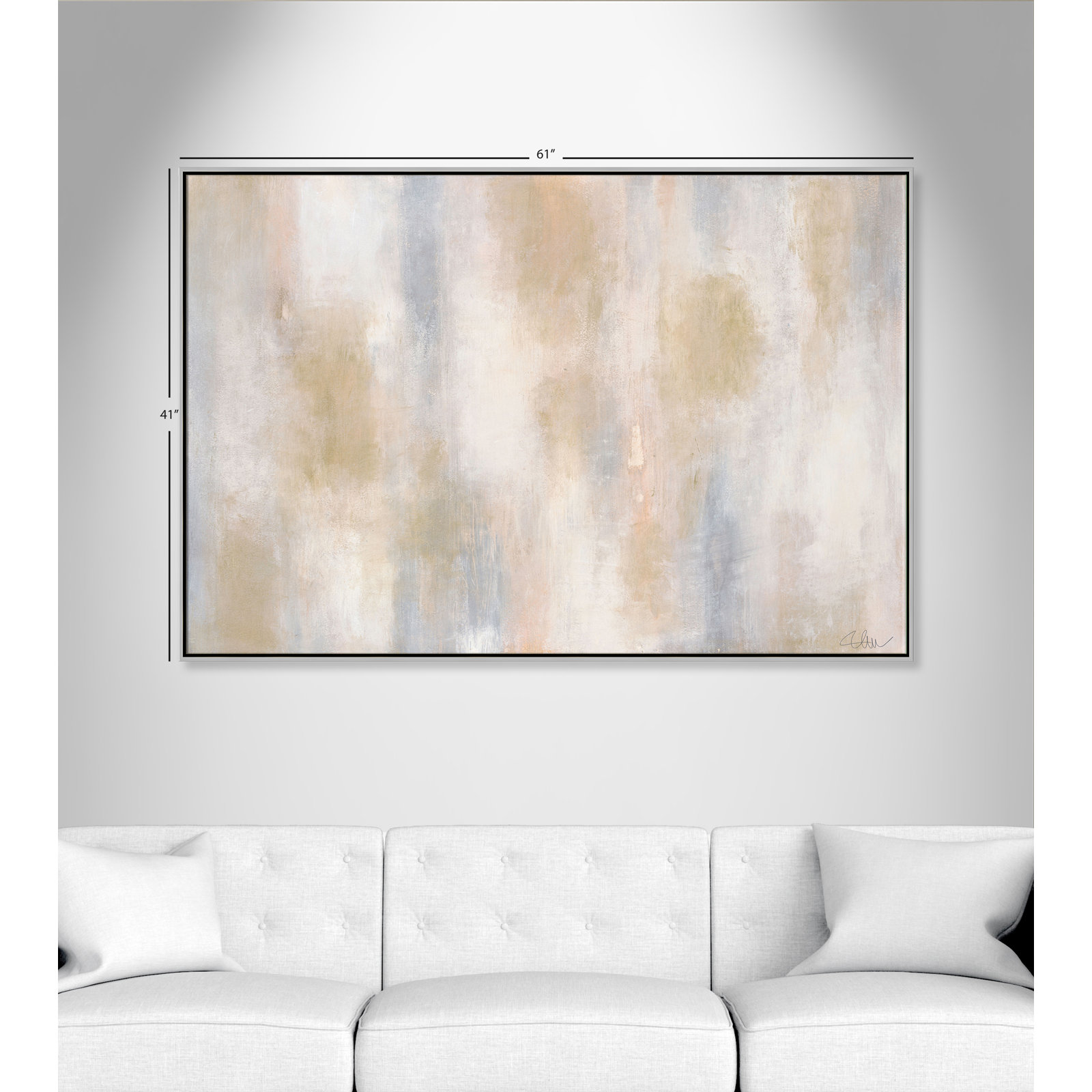 Cassiel "Pulsating Shimmer" Print, 41" H x 61" W x 2" D, Silver Framed