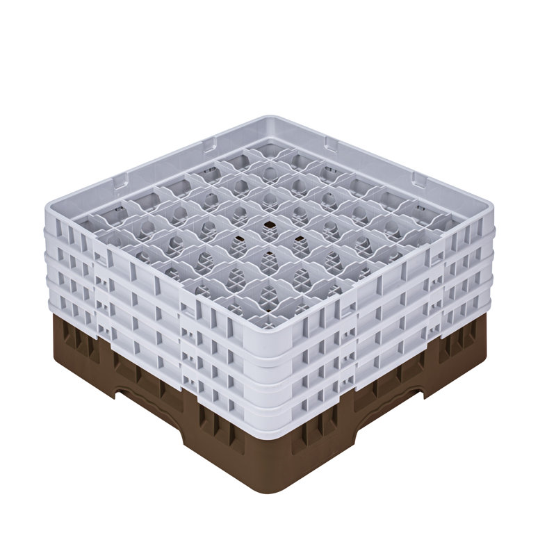  Support à verrerie 19,69 po x 19,69 po x 10,5 po 49 compartiments 1 rallonge pleine et 3 demi-gouttes, Brun