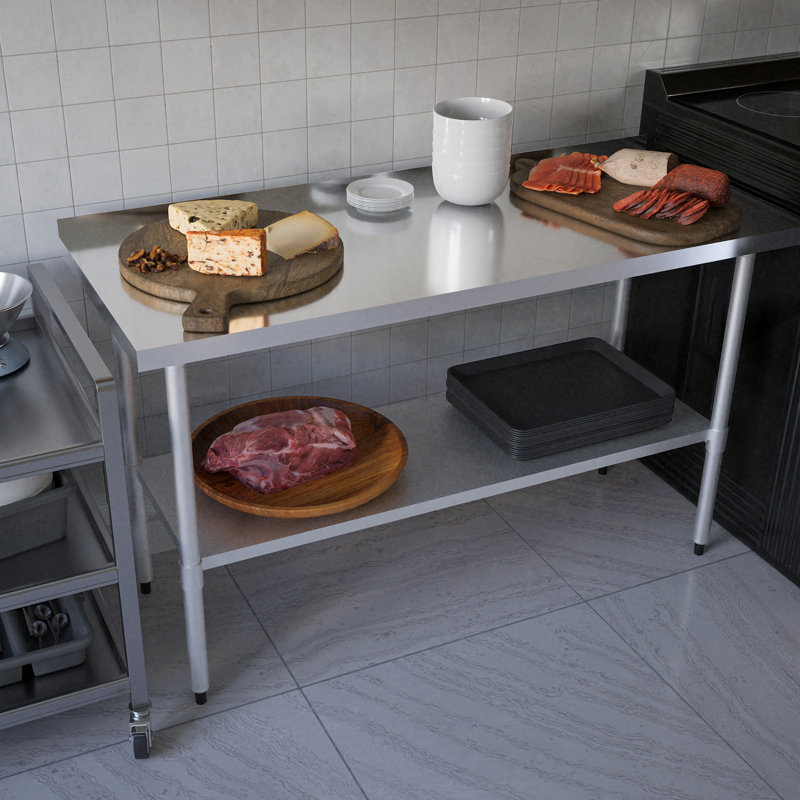 Établi en acier inoxydable robuste 24 x 60 - Corrosion sous la tablette réglable pour divers environnements