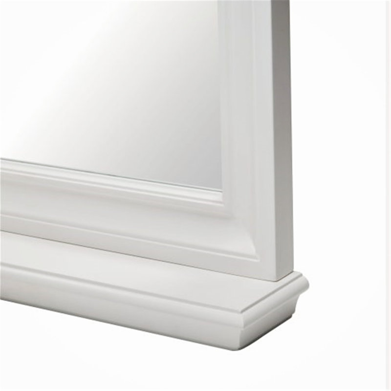Flat Wall Mirror with Shelves, White