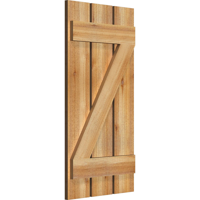 Volets espacés de 5 3/8 po avec barre en Z, cèdre rouge de l'Ouest TimberCraft (par paire), 17 1/8 po, 34 po