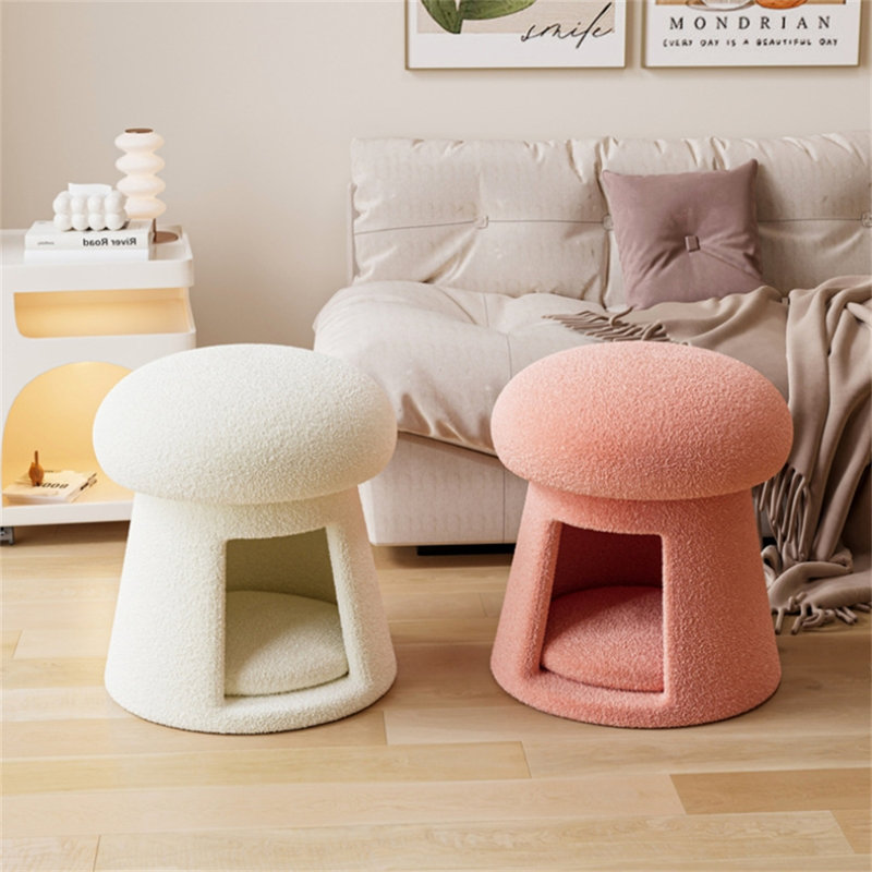 Repose-pieds rond avec rangement, Pink