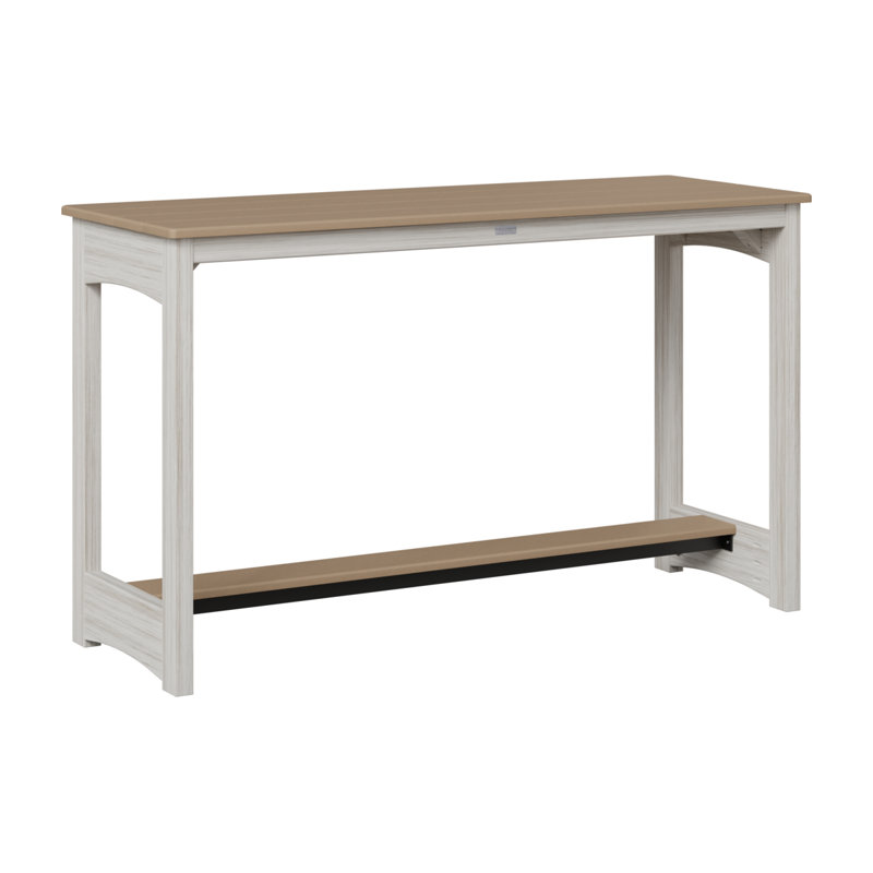 Balcony Outdoor Bar Table, Seashell, 35.5" H x 60" W x 22" D, Weatherwood