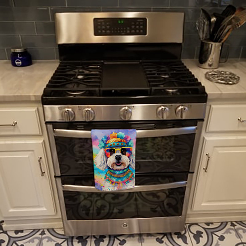 Bichon Frise Hippie Dawg Kitchen Towel