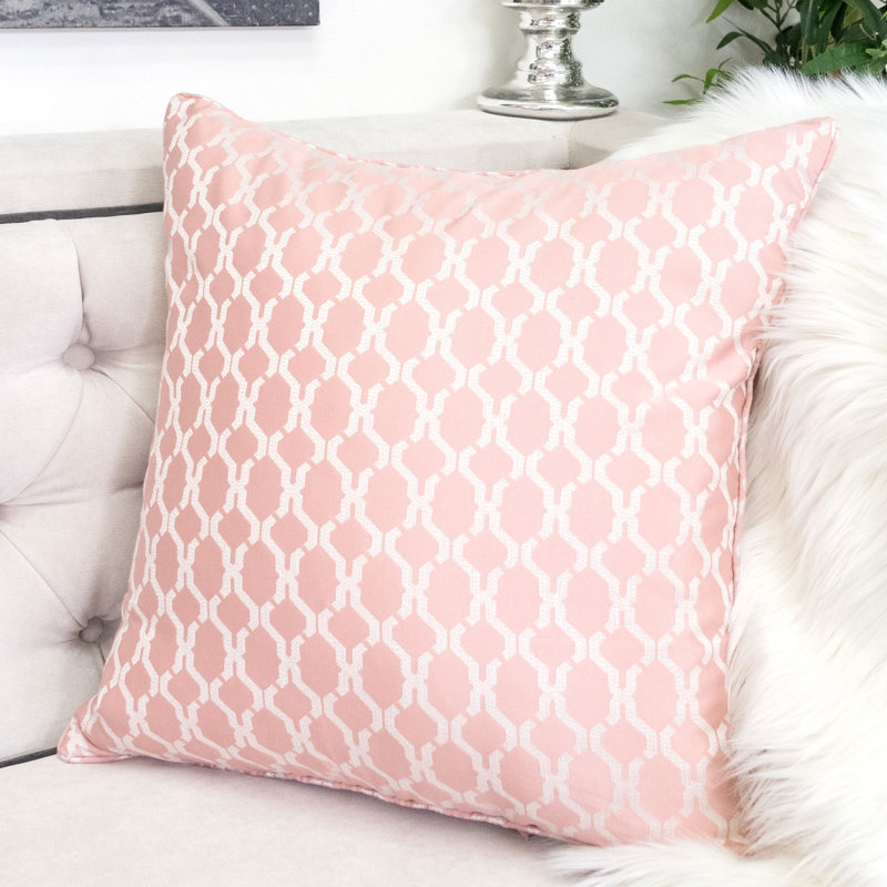Amelise Geometric Throw Pillow, Rose Pink