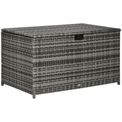 Outsunny 113 Gallon Deck Box, Rattan Outdoor Storage Box, Waterproof Storage Container For Indoor, Patio Furniture Cushions, Pool Toys, Garden Tools by Tryimagine