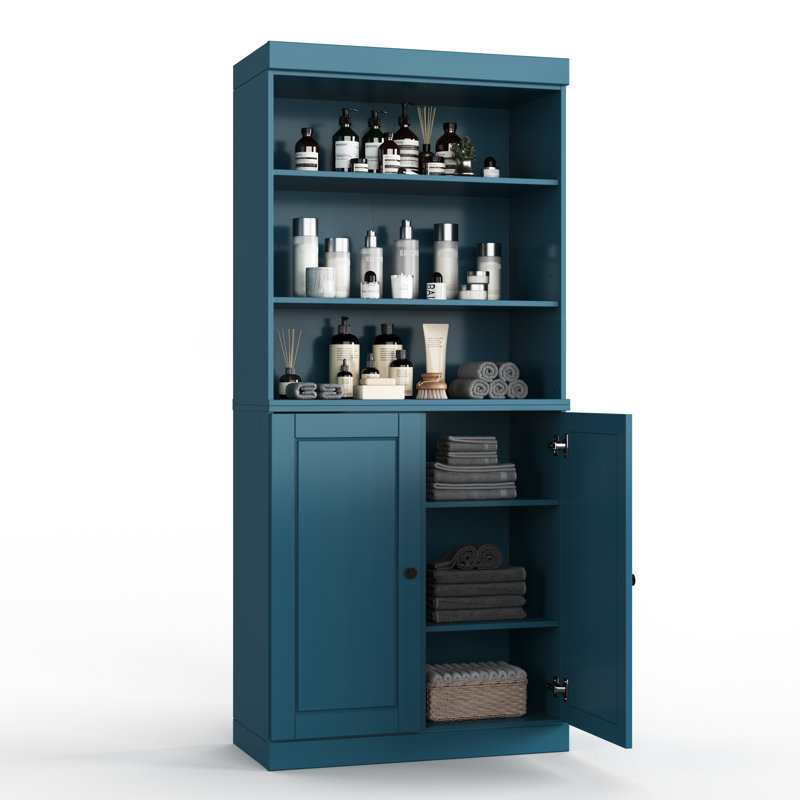 Palace Imports 100% Solid Wood Bathroom Storage Cabinet, Raised Panel Doors, Adjustable Shelves, 32" Wide, 71.5" Tall
