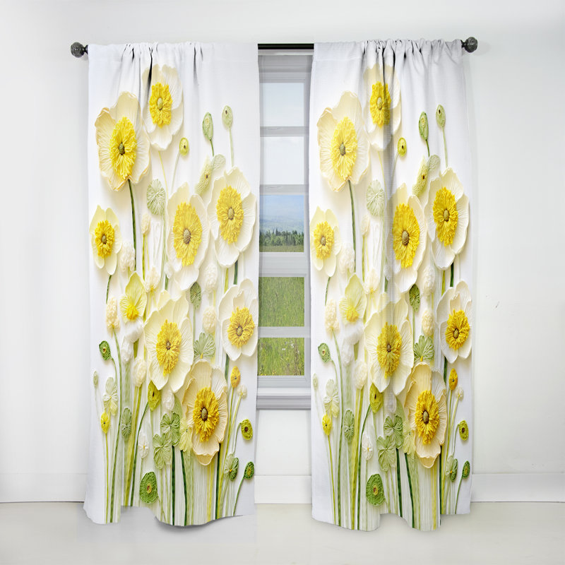 Danico Buttercups Minimalism Dream I - Traditional Curtain - Velvet Room Darkening - 1 panel, 52" W x 95" L
