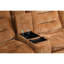 Canapé modulaire orange inclinable électrique en chenille avec siège en mousse unie, console et mouvement de charge sans fil