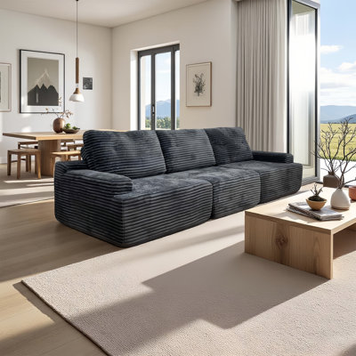 Grey three-seater living room vacuum compression sofa