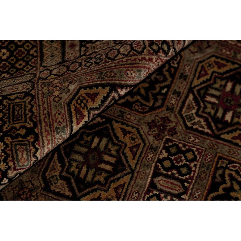 Hand-Knotted High-Quality Black and Black Area Rug