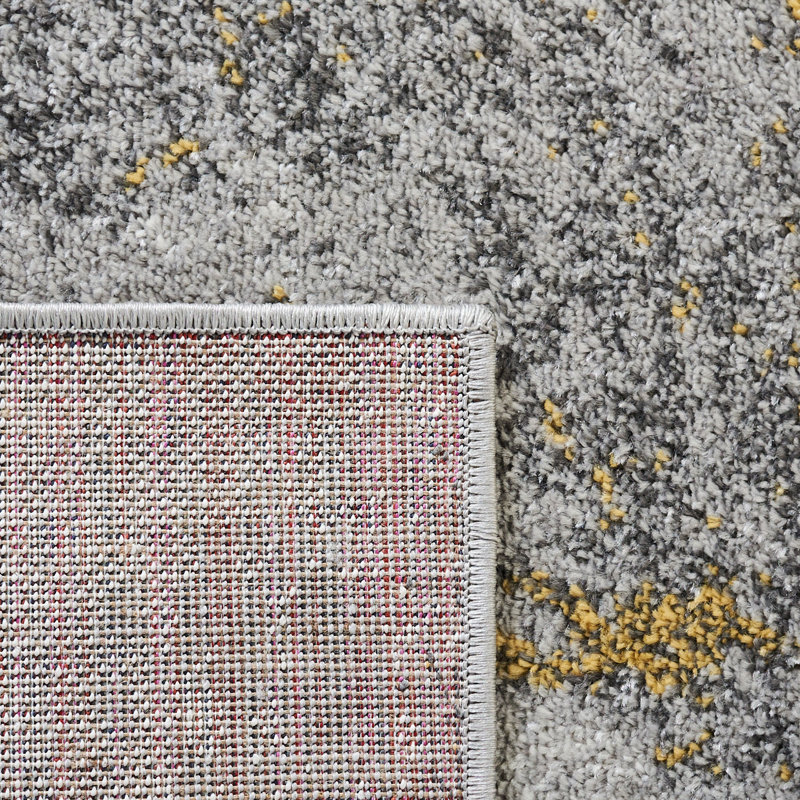 Riebe Abstract Power Loom Polypropylene Area Rug in Grey/Yellow, Rectangle 3' x 5'