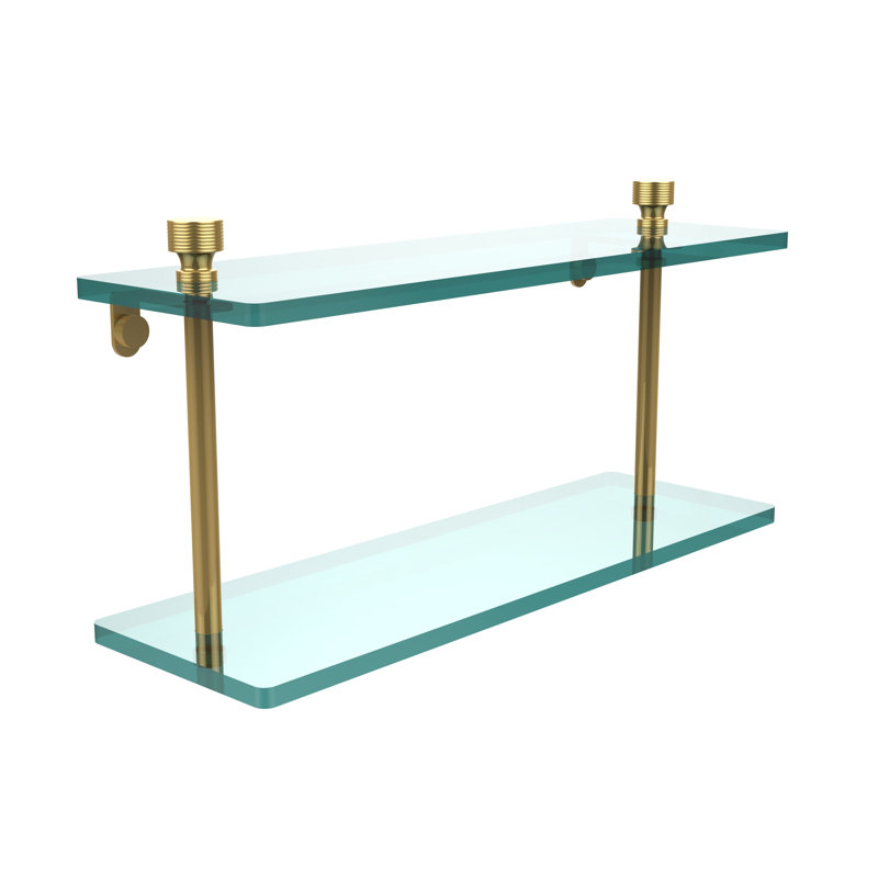Ballenas 2 Piece Tiered Shelf, 16", Polished Brass