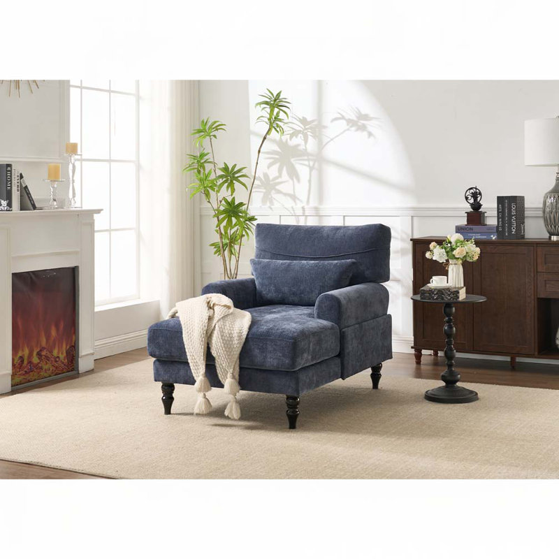 Chaise longue d'intérieur rembourrée, Bleu