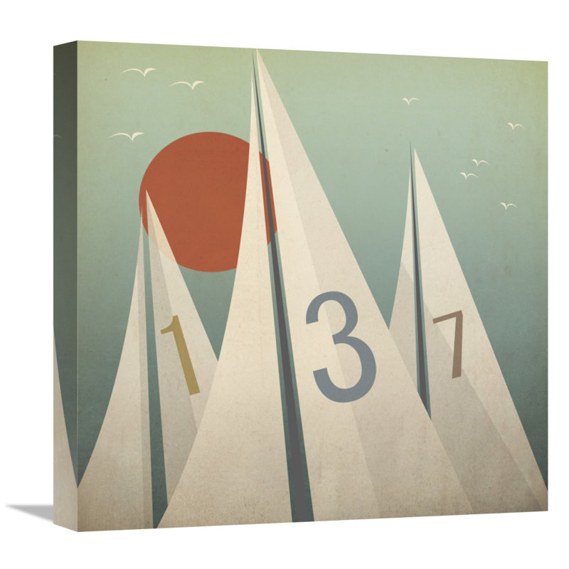 «Sails VII with Sun» par Ryan Fowler, art mural sur toile, H 12 po x l 12 po x P 1,5 po, Toile tendue, Aucun mat
