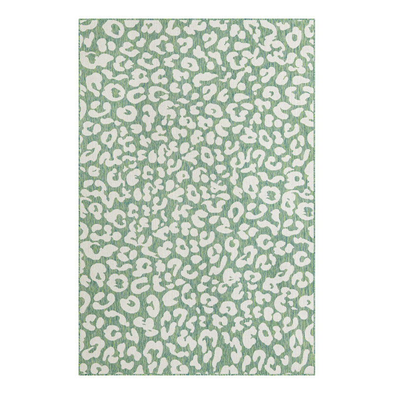 Tonquin Animal Print Machine Woven Polypropylene Indoor / Outdoor Area Rug in Blue/Gray, Rectangle 5'3" x 7'1"
