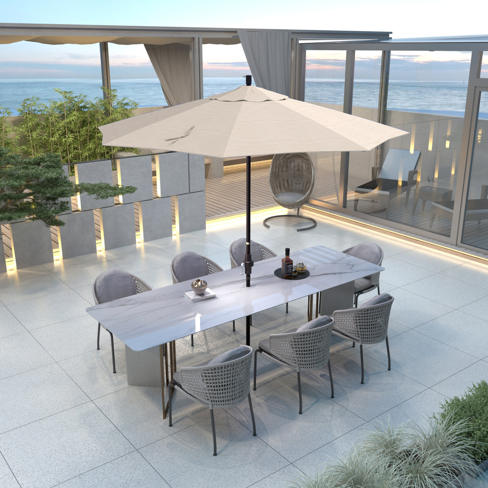 108'' Outdoor Umbrella, Antique Beige Performance