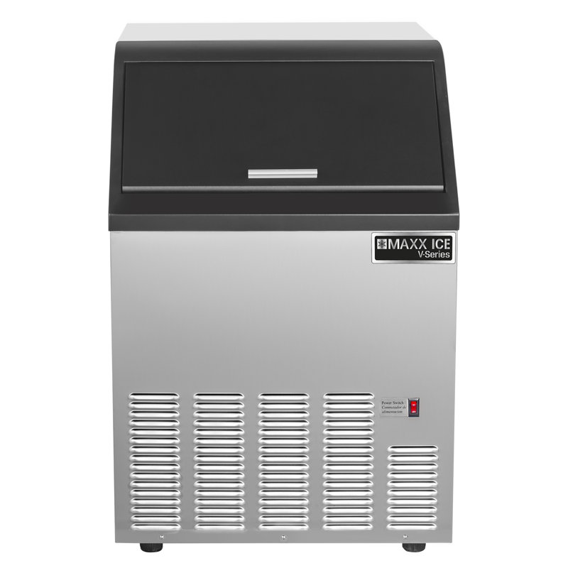 Machine à glace autoportante Maxx Ice V-Series, en acier inoxydable avec bordure noire