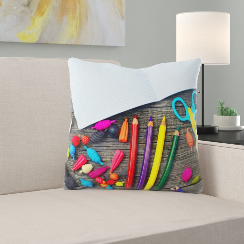 Coussin décoratif school times Mcquade, Microsuède, Intérieur