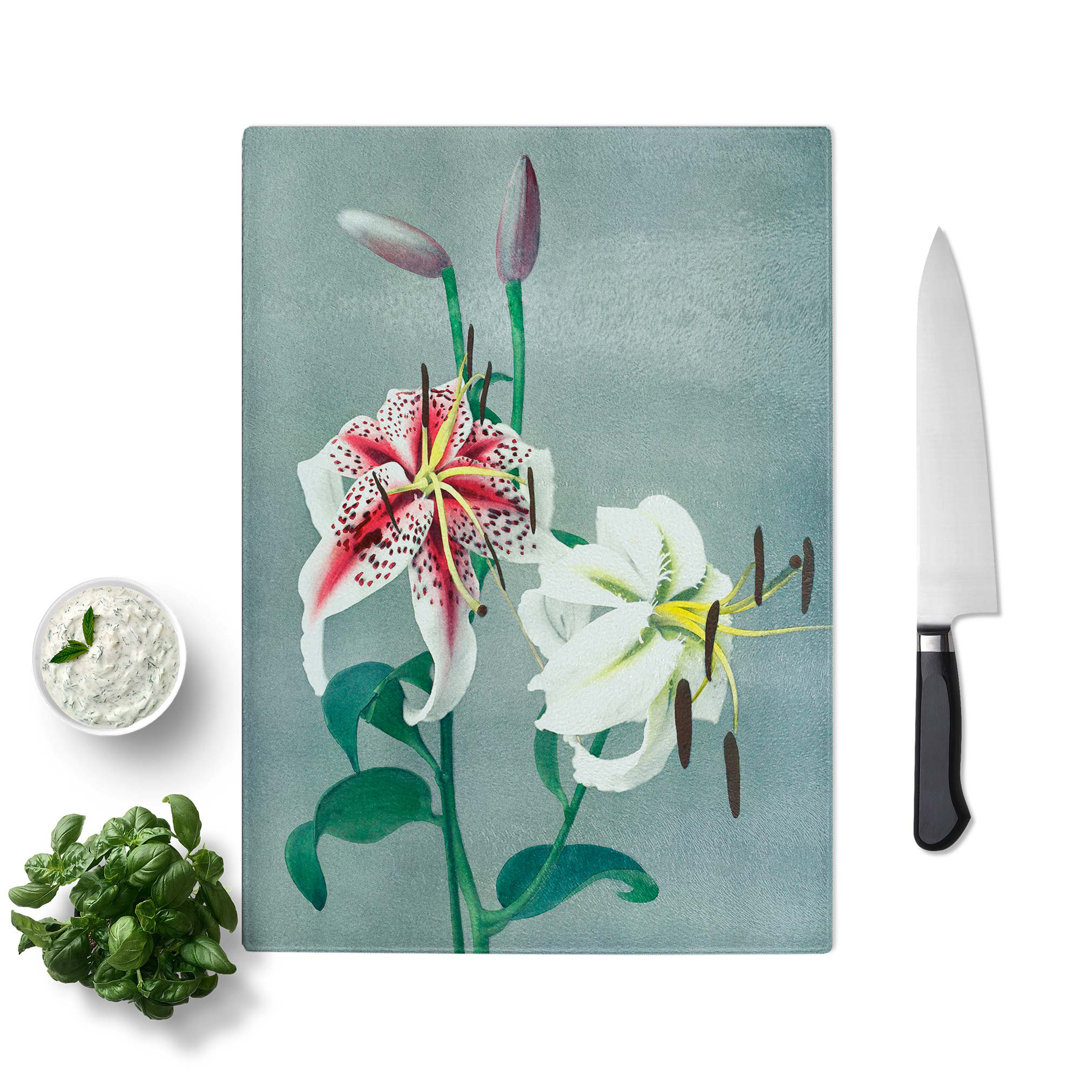 Glass Lily Flowers by Ogawa Kazumasa Chopping Board