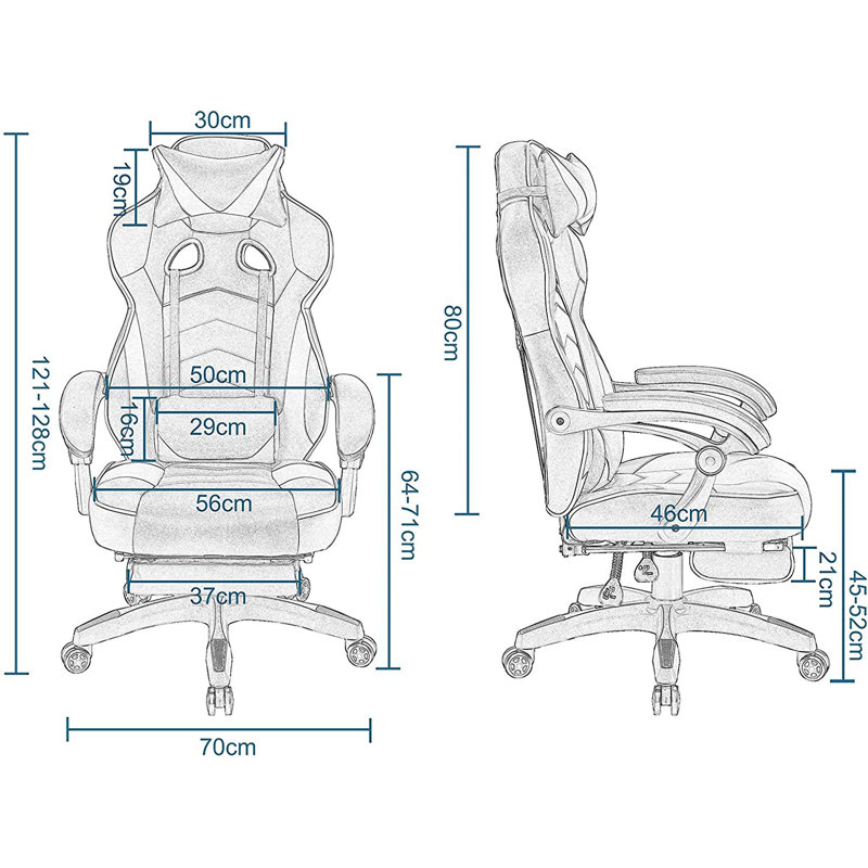 Inbox Zero Adjustable Swiveling PC & Racing Game Chair, White/Black