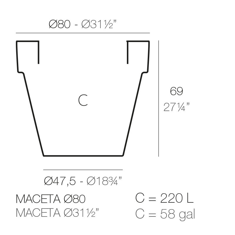 Maceta Resin Pot Planter, 27.25" H x 31.5" W x 31.5" D
