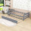 Lit plateforme simple en bois avec lit gigogne simple, tête et pied de lit-721173609