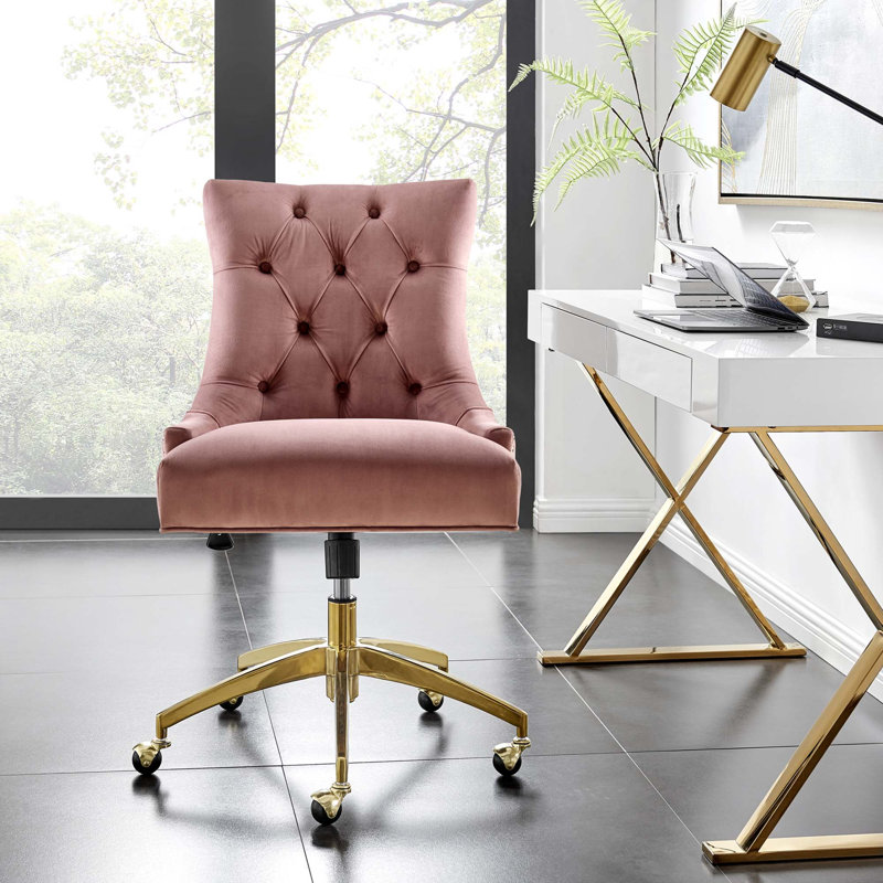 Chaise de bureau Regent, Vieux rose, Doré