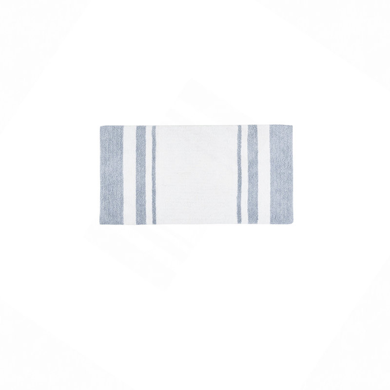 Tapis pour salle de bain réversible en coton Aaniyah, L 27 po x L 45 po, Bleu
