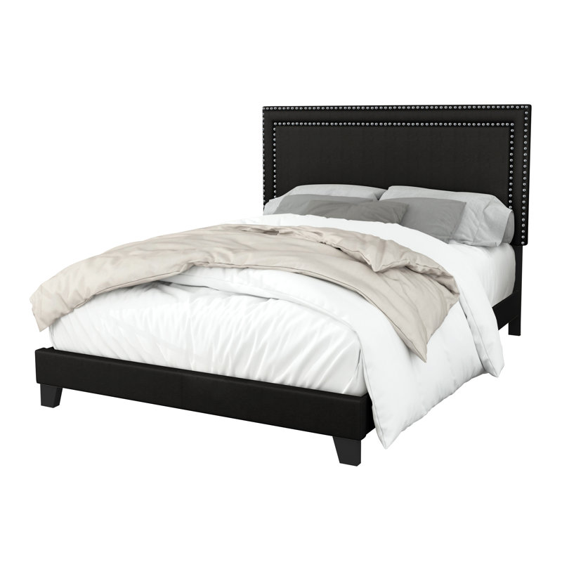 Artia Upholstered Standard Bed, Black, Queen