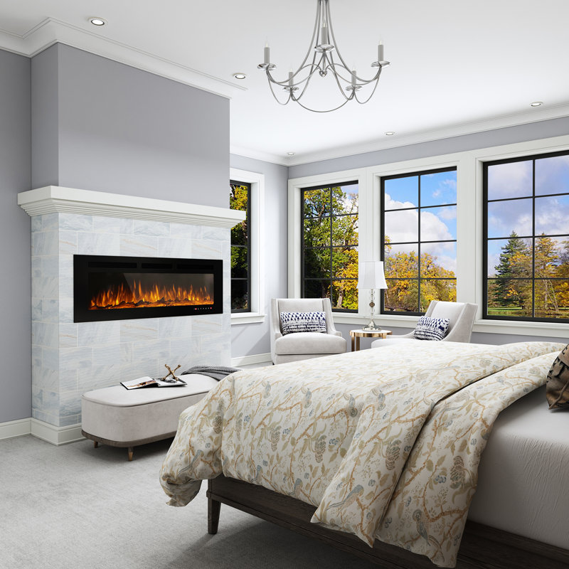Rayva Front-Venting Recessed and Wall-Mounted Electric Fireplace, 16.54" H x 50" W x 4.33" D