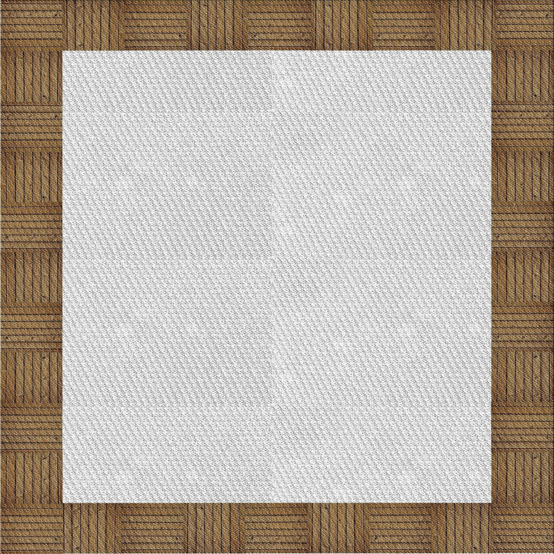Tapis abstrait blanc cassé / brun, Carré 8 pi