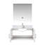 36 po L x P 22 po. Meuble-lavabo blanc brillant, comptoir en marbre, robinet, miroir à DEL - aux rayures et aux taches-1600617709