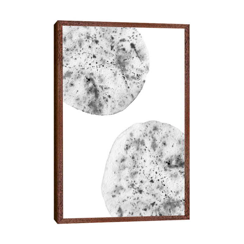 Black And White Splashes by Whales Way - Painting on Canvas, 66.04cm H x 45.72cm W x 3.81cm D, Classic Brown Wood Framed
