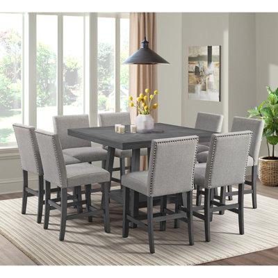 Goodloe Counter Height Dining Set In Grey-Table And Chairs