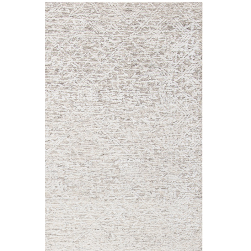 Tapis beige en laine / viscose / coton touffeté à la main Valor, Carré 6 pi