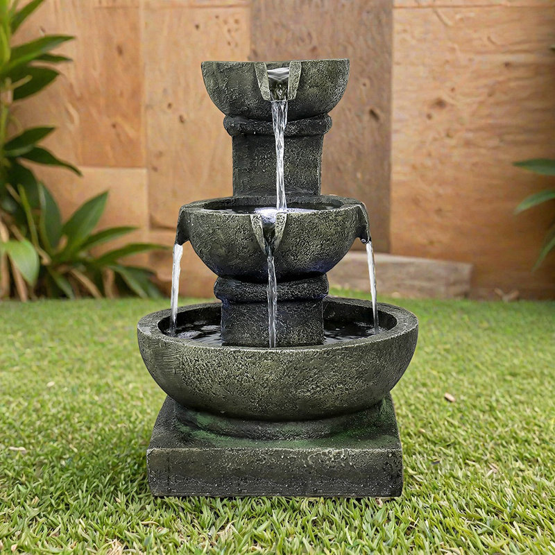 Fontaine cascade d'extérieur à 3 niveaux H 16,4 "avec lumières DEL Luxembourg