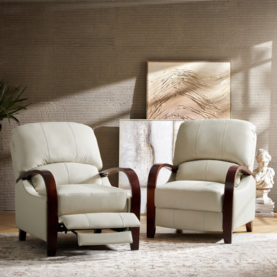 Hardge 29.92" Wide Genuine Leather Manual Standard Recliner