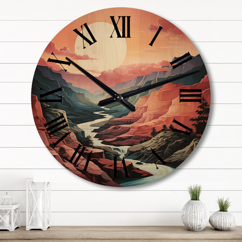 Canyon Majestic Palette II - Landscapes Oversized Wood Wall Clock, Large