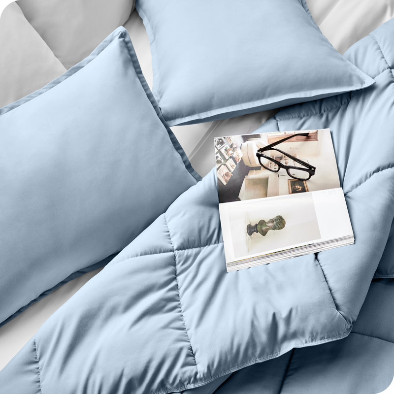 Traditional Box Stitch Comforter, Dusty Blue