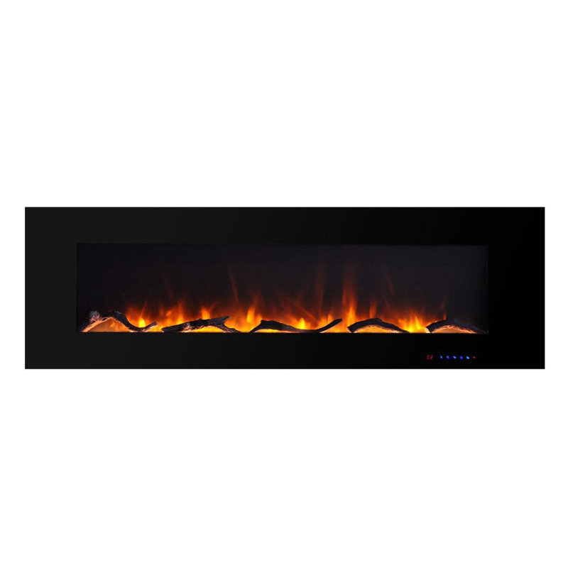 Nishant Wall Mounted Electric Fireplace, Black, 18.35" H x 84" W x 5.5" D