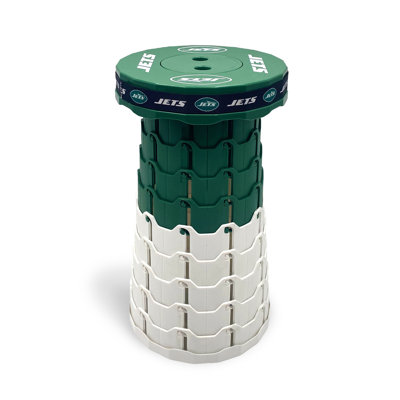 Tabouret télescopique pliable SPORTICULTURE NFL New York Jets, poids max. 227 kg, hauteur réglable, pliable, avec courroie de transport, idéal pour le camping et les événements sportifs en plein air.