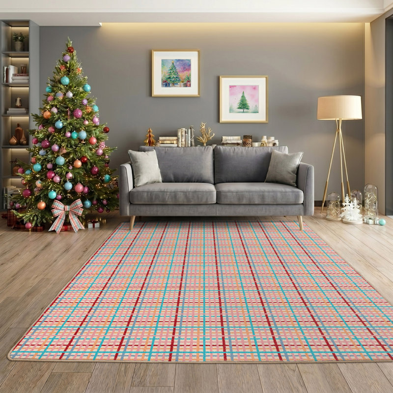 Tissu écossais «Happy Holiday», 5'4"x7'8" Rectangle
