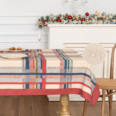 Cotton Table Cloth, Rustic Plaid Fall Tablecloth, Farmhouse Table Cloth Waterproof Wrinkle Free Halloween Tablecloth Washable For Rectangle Oblong