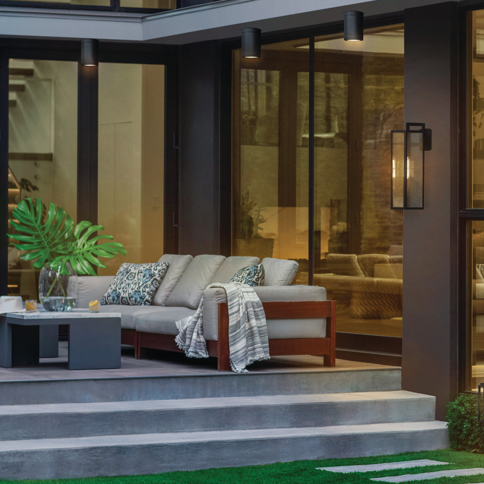 Brissia Cylinder Outdoor Flush Mount, Black