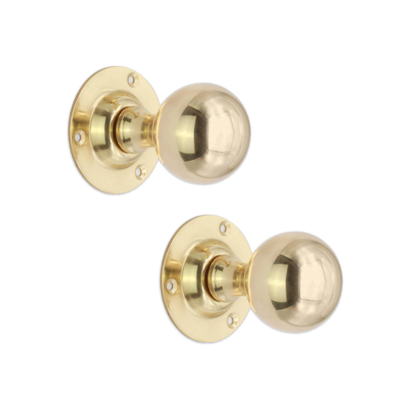 Ball Door Knob, Polished Brass