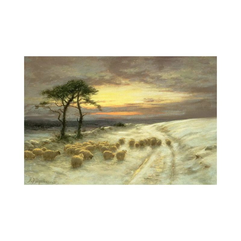 Sheep In The Snow by Joseph Farquharson - Wrapped Canvas Print, 20.32 cm H x 30.48 cm W